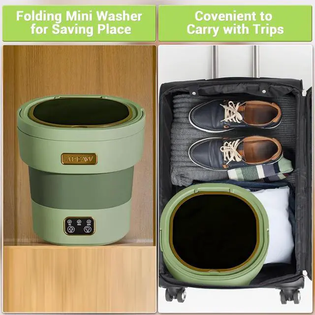 Alt view image 5 of 7 - 12L Mini Portable Washing Machine and Dryer, Folding Compact Small Washer Fully Automatic 3 Cleaning Modes Collapsible Camping Washer for RV Dorm Travel Hotel Laundry
