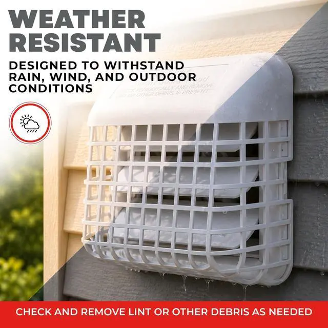 Alt view image 6 of 6 - Louvered 4-Inch Outdoor Dryer Vent Cover with Bird Guard, White | Removable 3-piece easy clean exterior exhaust hood with bird guard, weather-resistant, UV-inhibited plastic wall vent cover