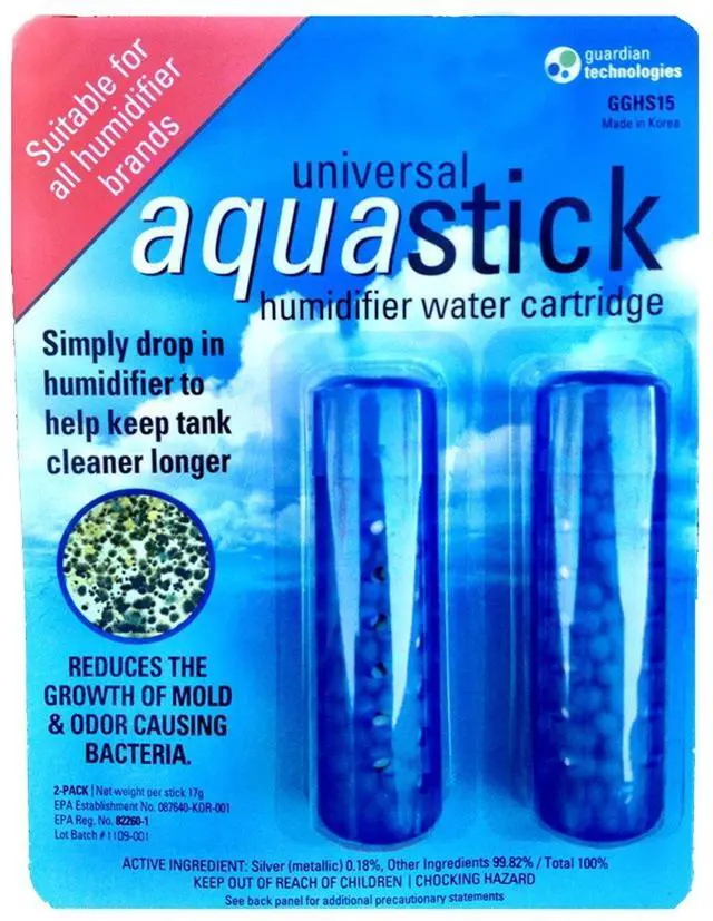 Main image of Aquastick, Universal, Genuine Guardian Technologies Antimicrobial Humidifier Treatment, Ultrasonic & Evaporative, Fits All Brands, Reduces Odors, 2 Count (One Pack of Two), GGHS15