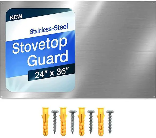Main image of 24" x 36" Reversible Metal Backsplash Matching screws | Compatible with Broan-NuTone SP3004 - Ultra Flat and Flushed Metal Panel Splatter Guard for Stovetop Easy Installation
