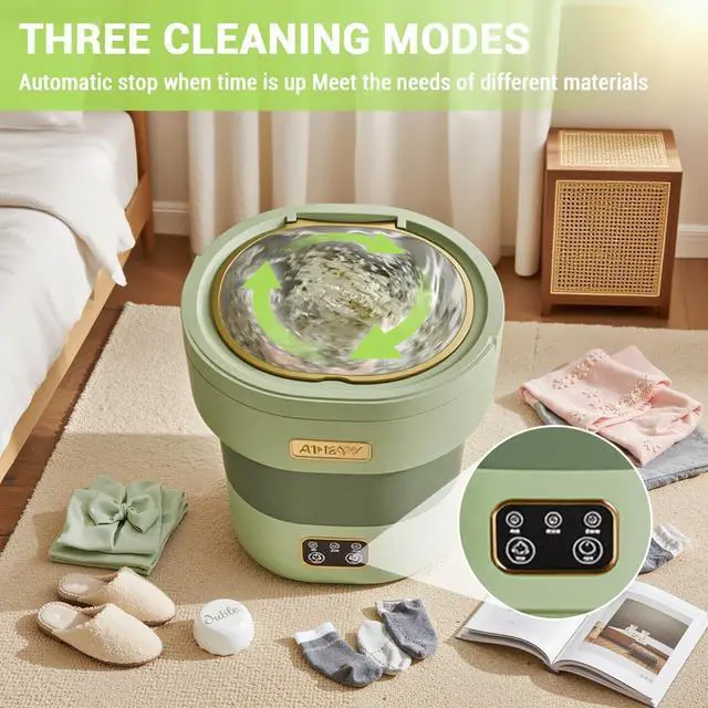 Alt view image 7 of 7 - 12L Mini Portable Washing Machine and Dryer, Folding Compact Small Washer Fully Automatic 3 Cleaning Modes Collapsible Camping Washer for RV Dorm Travel Hotel Laundry