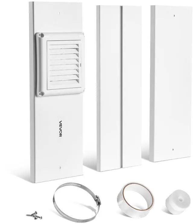 Main image of Dryer Vent Window Kit, Fits 4-Inch Exhaust Hoses, Adjustable Length for Adapts Sliding Windows of Different Heights, Sturdy PVC and PP Materials, Dual Protections & Multi-layer Sealing Design
