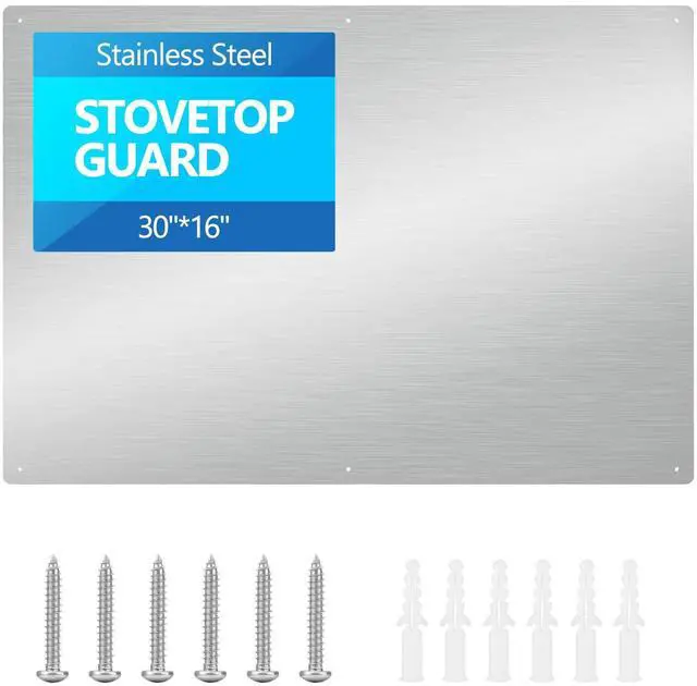Alt view image 2 of 7 - 30" x 16" Thicken Heavy Range Hoods Stainless Steel Backsplash,Panel Splatter Guard for Stovetop,6 Pre Drilled Holes for Easy Installation,Keep the Walls Clean, Bright and Beautiful (30" x 16")