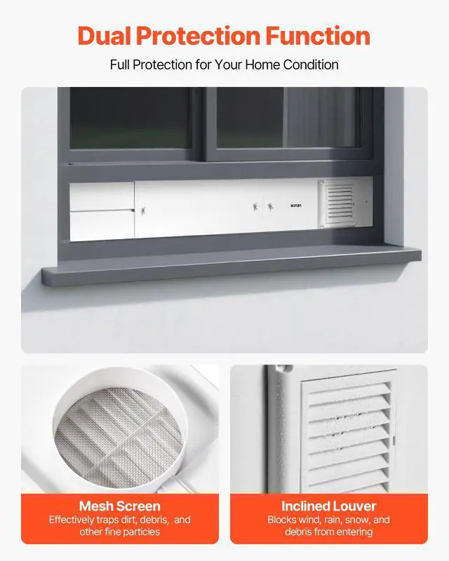 Alt view image 5 of 7 - Dryer Vent Window Kit, Fits 4-Inch Exhaust Hoses, Adjustable Length for Adapts Sliding Windows of Different Heights, Sturdy PVC and PP Materials, Dual Protections & Multi-layer Sealing Design