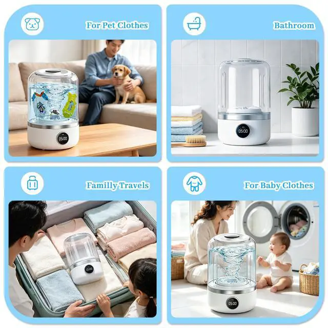 Alt view image 5 of 6 - Portable 1.2L Mini Underwear Washing Machine with Quiet Touchscreen Design | Ultra-Compact & PortableSpecialized CapacityIntuitive TouchscreenQuiet & Low-Noise Operation