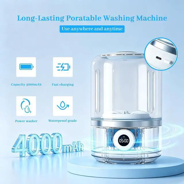 Alt view image 4 of 6 - Portable 1.2L Mini Underwear Washing Machine with Quiet Touchscreen Design | Ultra-Compact & PortableSpecialized CapacityIntuitive TouchscreenQuiet & Low-Noise Operation