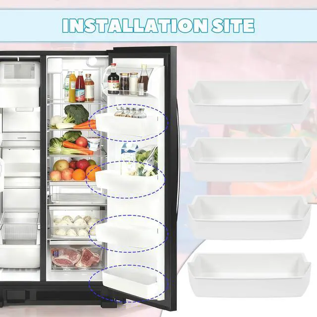 Alt view image 2 of 7 - 2187172 Replacement Refrigerator Door Bin Shelf Compatible with Most Roper, Kitchenaid, Kirkland and Whirlpool models Refrigerator Door Bin White - 4 PCS