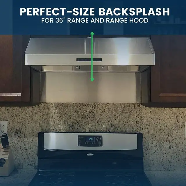 Alt view image 5 of 7 - 24" x 36" Reversible Metal Backsplash Matching screws | Compatible with Broan-NuTone SP3004 - Ultra Flat and Flushed Metal Panel Splatter Guard for Stovetop Easy Installation