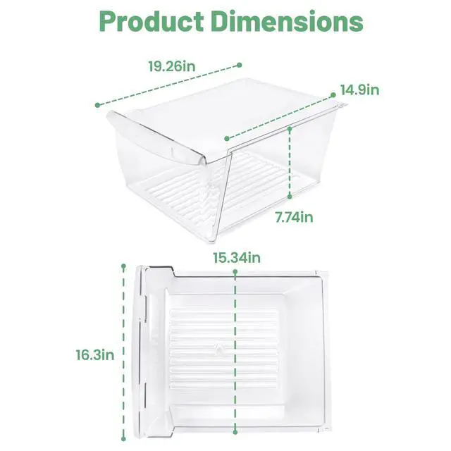 Alt view image 3 of 7 - 240351061 Upper Crisper Pan Compatible with Frigidaire Refrigerator Freezer Crisper Drawer Replacement for 240351005 240351062 Plastic (PC) Clear