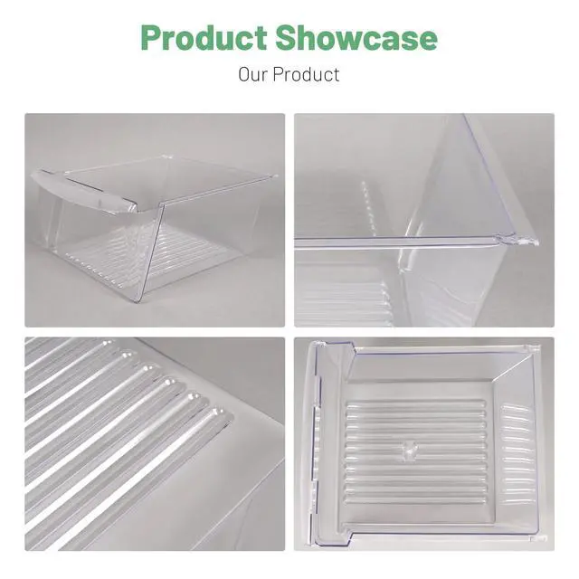 Alt view image 7 of 7 - 240351061 Upper Crisper Pan Compatible with Frigidaire Refrigerator Freezer Crisper Drawer Replacement for 240351005 240351062 Plastic (PC) Clear