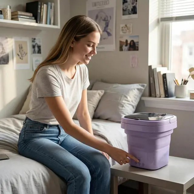 Alt view image 5 of 7 - Portable Washing Machine, Mini Washer and Spin-Dryer With Folding Hanger, Compact Laundry Machine of Underwear, Baby Clothes, for Apartments, Dormitories, RV, Travel, (Purple)
