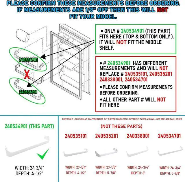 Alt view image 3 of 5 - Appliance UPGRADED 240534901 Door Shelf Rack Bar Compatible with Frigidaire or Kenmore Refrigerator