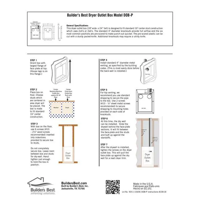Alt view image 3 of 7 - Saf-T-Duct Dryer Outlet Box, white