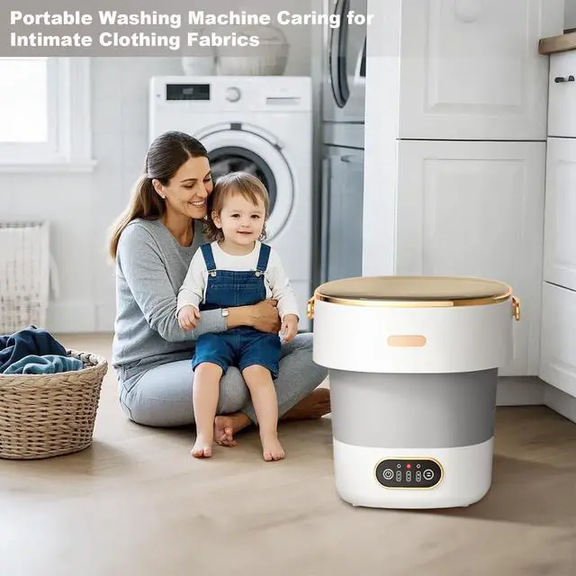 Alt view image 3 of 7 - 13L Portable Washer, With 3 Cleaning Modes, Mini Washing Machine- for Small Clothes, Underwear, Baby Clothe, Socks, Foldable Washing Machine, for Apartment&Home&Camping&Travel, Grey-White