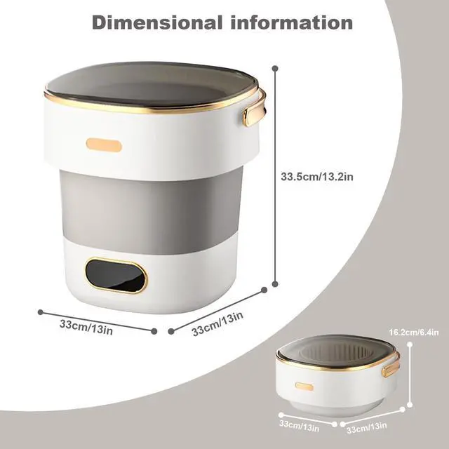 Alt view image 2 of 7 - 13L Portable Washer, With 3 Cleaning Modes, Mini Washing Machine- for Small Clothes, Underwear, Baby Clothe, Socks, Foldable Washing Machine, for Apartment&Home&Camping&Travel, Grey-White