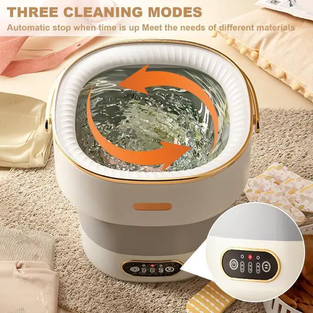 Alt view image 6 of 7 - 13L Portable Washer, With 3 Cleaning Modes, Mini Washing Machine- for Small Clothes, Underwear, Baby Clothe, Socks, Foldable Washing Machine, for Apartment&Home&Camping&Travel, Grey-White