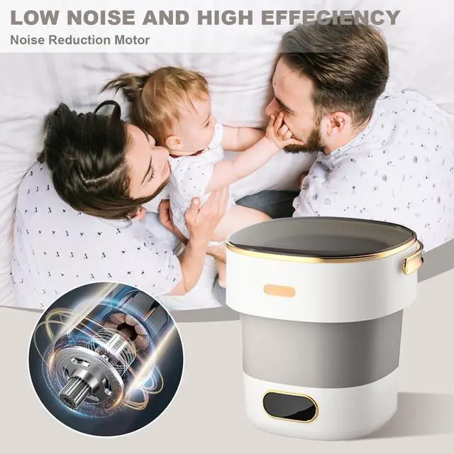 Alt view image 5 of 7 - 13L Portable Washer, With 3 Cleaning Modes, Mini Washing Machine- for Small Clothes, Underwear, Baby Clothe, Socks, Foldable Washing Machine, for Apartment&Home&Camping&Travel, Grey-White