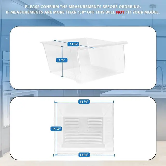 Alt view image 3 of 6 - Upgraded Appliance 2188661 Crisper Bin (Upper) Compatible with Whirlpool Refrigerator | Fridge Drawers | Kenmore Refrigerator Parts | Whirlpool Shelf Replacement - WP2188661
