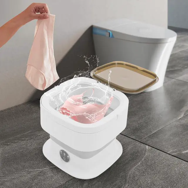 Alt view image 2 of 7 - Portable Washing Machine, 10L Large Capacity Portable Washing Machine - Foldable Mini Washer 3 Intelligent Modes for Deep Cleaning Underwear, Socks, Clothes, Pet Supplies