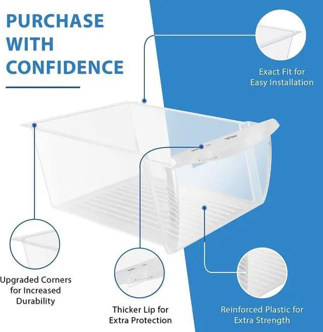 Alt view image 3 of 5 - UPGRADED Appliance 240351061 Crisper Bin Compatible with Frigidaire Refrigerator