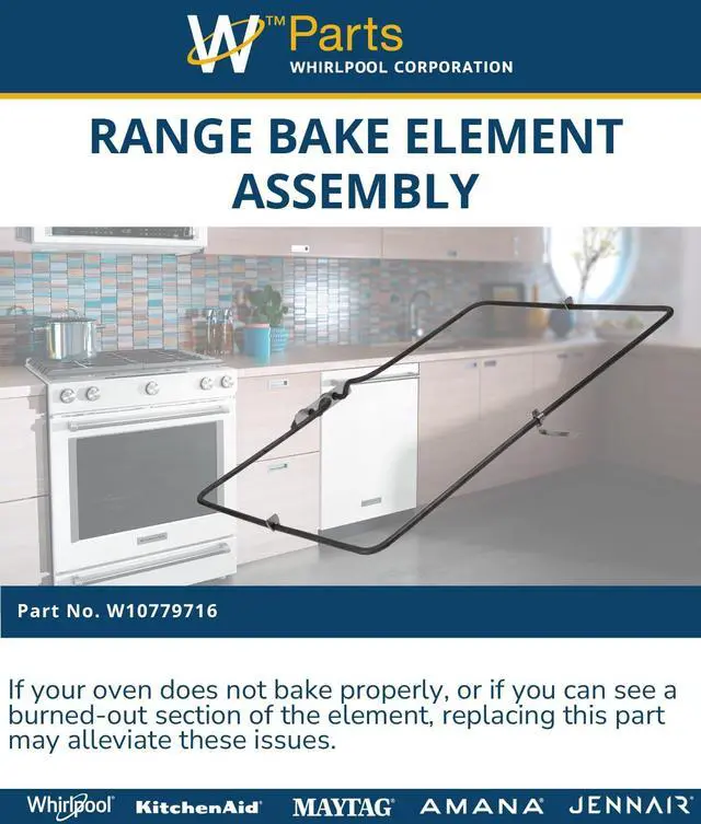 Alt view image 3 of 6 - Whirlpool W10779716 Genuine OEM Bake Element for Ranges