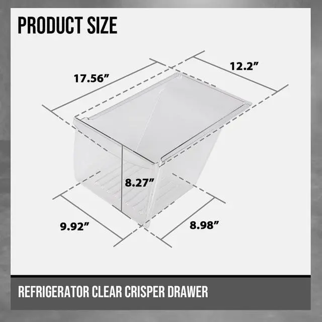 Alt view image 2 of 7 - Refrigerator Crisper Drawer Pan Replacement | for Frigidaire Kenmore Crosley Westinghouse Gibson Kelvinator