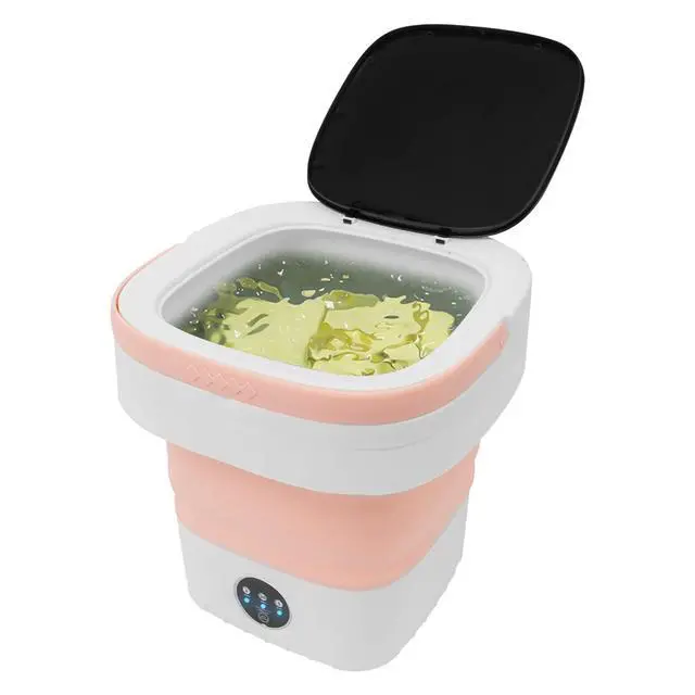 Alt view image 2 of 7 - Electronic Underwear Washer Machine with Blue Light,12L Portable Foldable Mini Washing Machine with 3 Intelligent Cleaning Modes for Travel, Camping, Apartment, Dorm, Socks, Underwear,Pink