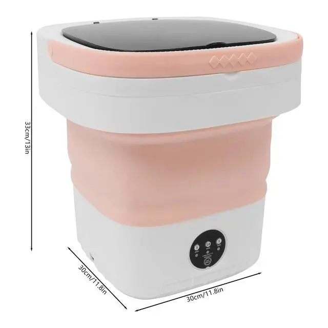 Alt view image 2 of 7 - Portable Washing Machine, 12L Mini Foldable Mini Washing Machine w/2 Washing Time & 1 Drainage Time, Suitable for Underwear,Socks,Baby Clothes,Pet Clothes (Pink)