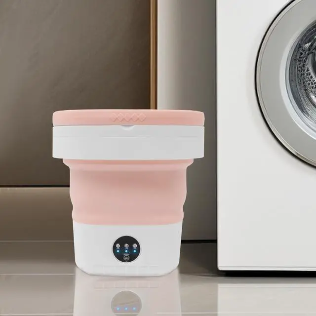 Alt view image 5 of 7 - Electronic Underwear Washer Machine with Blue Light,12L Portable Foldable Mini Washing Machine with 3 Intelligent Cleaning Modes for Travel, Camping, Apartment, Dorm, Socks, Underwear,Pink