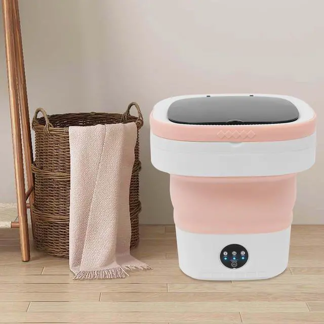 Alt view image 6 of 7 - Electronic Underwear Washer Machine with Blue Light,12L Portable Foldable Mini Washing Machine with 3 Intelligent Cleaning Modes for Travel, Camping, Apartment, Dorm, Socks, Underwear,Pink