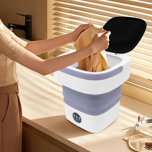Alt view image 3 of 7 - Portable Washing Machine, 12L Large Capacity Laundry Washer Cleaning for Underwear, Baby Clothes and Small Clothes, Mini Washer Foldable Washing Machine for Apartments Dorm Camping (Purple)