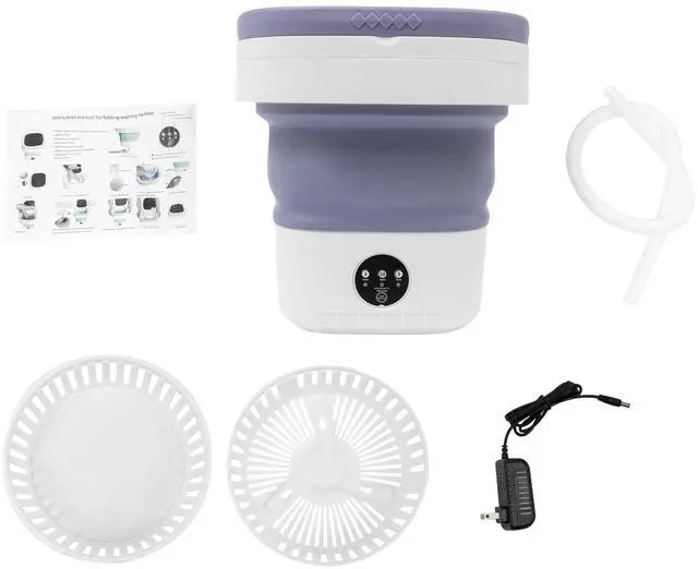 Alt view image 7 of 7 - Portable Washing Machine, 12L Large Capacity Laundry Washer Cleaning for Underwear, Baby Clothes and Small Clothes, Mini Washer Foldable Washing Machine for Apartments Dorm Camping (Purple)