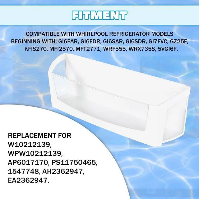 Alt view image 2 of 6 - W10212139 WPW10212139 AP6017170 Replacement Refrigerator Door Shelf Bin Compatible with Whirlpool Refrigerator Replacement for PS11750465 1547748 AH2362947 EA2362947