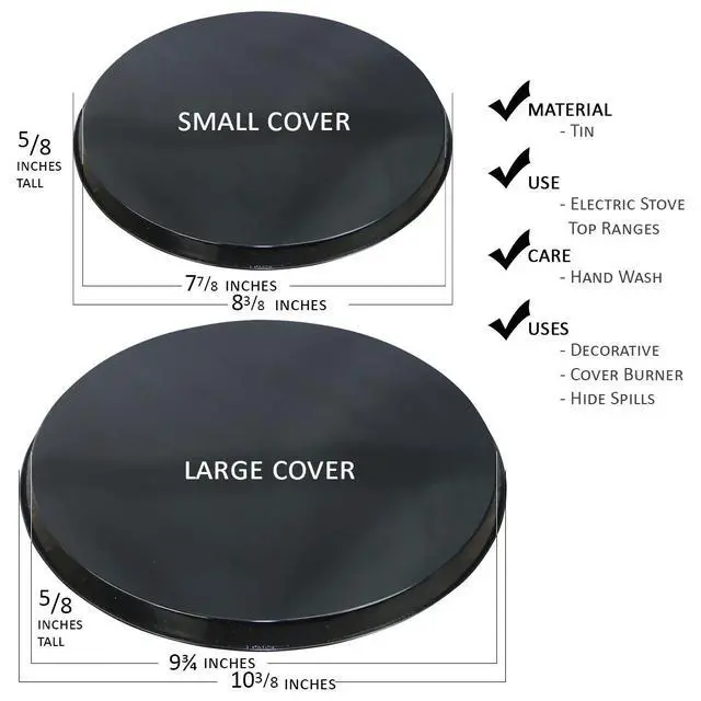 Alt view image 7 of 7 - Burner Covers For Electric Stovetop, Decorative Lightweight Tin Covers, Set of 4 (2-8 inch & 2-10 inch), Conceals Messy Drip Pans, Coffee