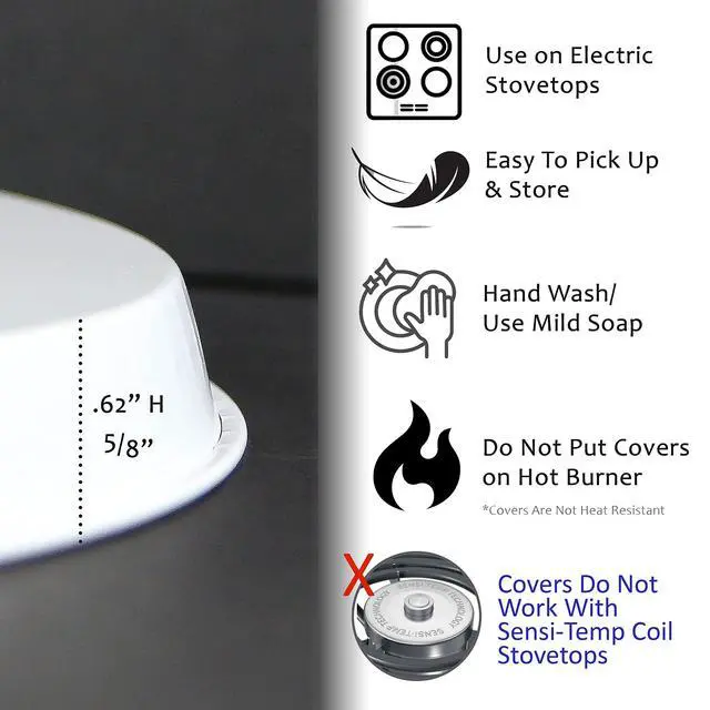 Alt view image 6 of 7 - Burner Covers For Electric Stovetop, Decorative Lightweight Tin Covers, Set of 4 (2-8 inch & 2-10 inch), Conceals Messy Drip Pans, Coffee