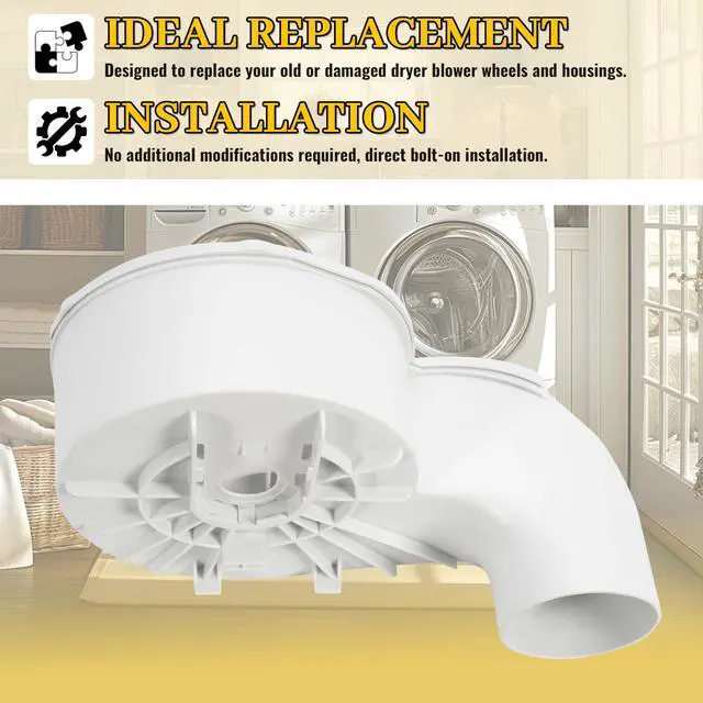 Alt view image 6 of 6 - 131775600 Dryer Blower Wheel and Housing Compatible with Specific Electrolux and GE Dryer Models Including Frigidaire WE14X10025 131775610 AP2107606 AP2619879 PS418726 PS266048 Replacement White