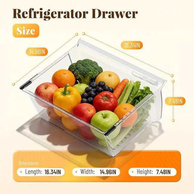 Alt view image 3 of 7 - 2188656 Replacement Crisper Drawer (Upper) Compatible with Whirlpool Kenmore Refrigerator Upper Bin with Humidity Control Plastic (PS) Clear