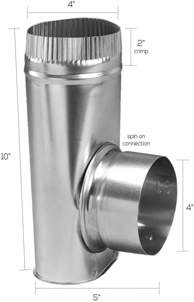 Alt view image 4 of 7 - Dryer Offset Connector, 4" Diameter, Silver (AMDOC/6)