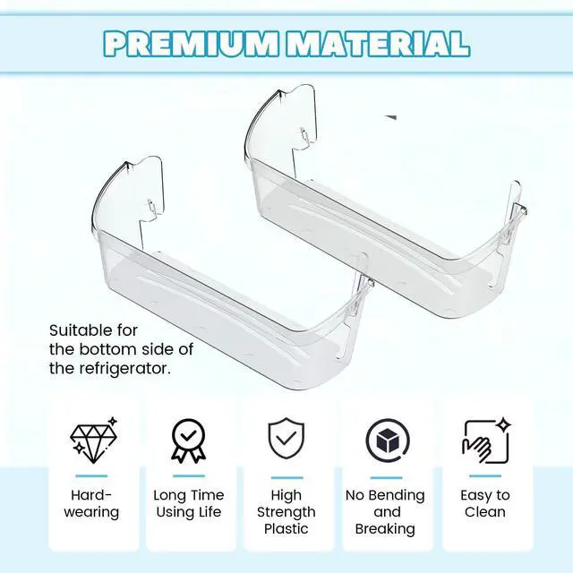 Alt view image 5 of 7 - 242126602 Refrigerator Door Bin Shelf (Bottom) Compatible with Frigidaire Electrolux Refrigerator AP6278233 FFSS2625TS0 AP6278233 PS12364199 EAP12364199 Replacement Side Rack Basket Clear 2PCs