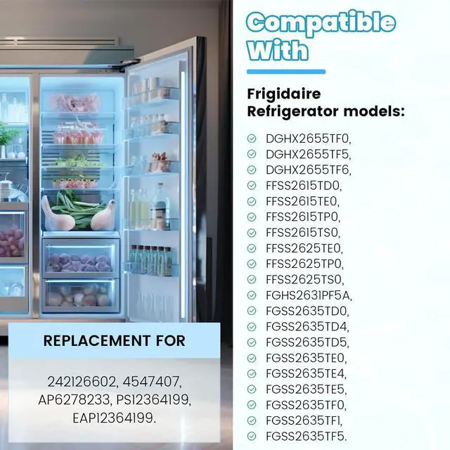 Alt view image 6 of 7 - 242126602 Refrigerator Door Bin Shelf (Bottom) Compatible with Frigidaire Electrolux Refrigerator AP6278233 FFSS2625TS0 AP6278233 PS12364199 EAP12364199 Replacement Side Rack Basket Clear 2PCs