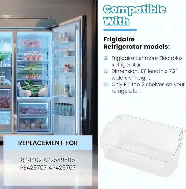 Alt view image 5 of 7 - 240324502 AP2549806 Replacement Refrigerator Door Bin Shelf Compatible with Frigidaire Kenmore Electrolux Refrigerator Replacement for 844402 PS429767 AP429767 2 PCS Clear