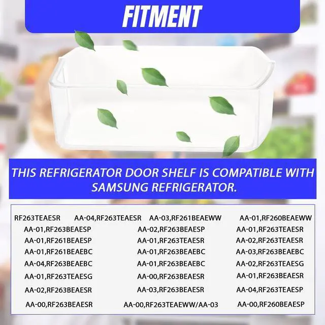 Alt view image 2 of 7 - DA97-12650A Refrigerator Door Shelf Bin Compatible with Samsung Refrigerator Fridge Shelf DA63-07104A AP5620330 Replacement 2PCS