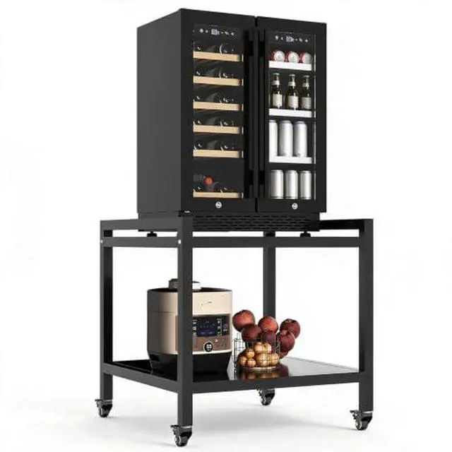 Alt view image 6 of 6 - Mini Fridge Stand with Wheels,Microwave Stand,Mini Fridge Stand with Storage,Mini Fridge Table,Microwave Stand with Storage,Organizer for Dorm, Apartment, Office, Bedroom,23.2"H*22.4"W*22.4"D