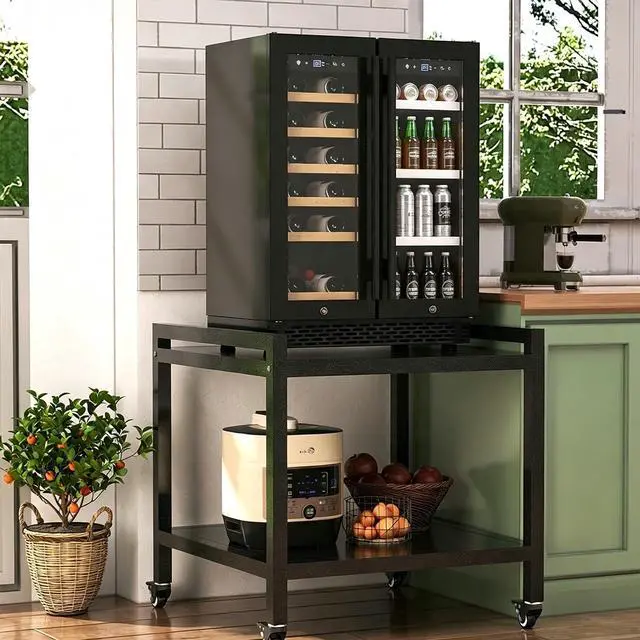 Alt view image 5 of 6 - Mini Fridge Stand with Wheels,Microwave Stand,Mini Fridge Stand with Storage,Mini Fridge Table,Microwave Stand with Storage,Organizer for Dorm, Apartment, Office, Bedroom,23.2"H*22.4"W*22.4"D