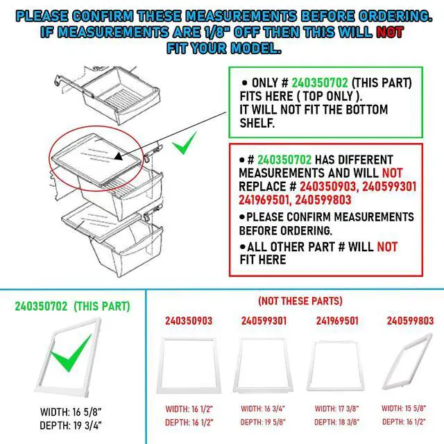 Alt view image 5 of 6 - UPGRADED Appliance 240350702 Upper Crisper Pan Cover Compatible with Frigidaire Refrigerator