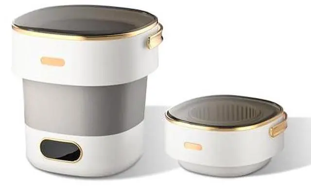 Alt view image 2 of 2 - Portable Mini Washing Machine, 12-13L Foldable Washer and Dryer with Spin Basket, Compact Laundry for Travel, Apartments, Small Clothes, Socks, Underwear, Ideal for Small SpacesVC