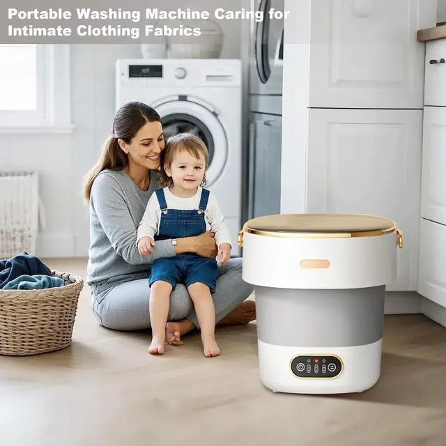Main image of Portable Mini Washing Machine, 12-13L Foldable Washer and Dryer with Spin Basket, Compact Laundry for Travel, Apartments, Small Clothes, Socks, Underwear, Ideal for Small SpacesVC