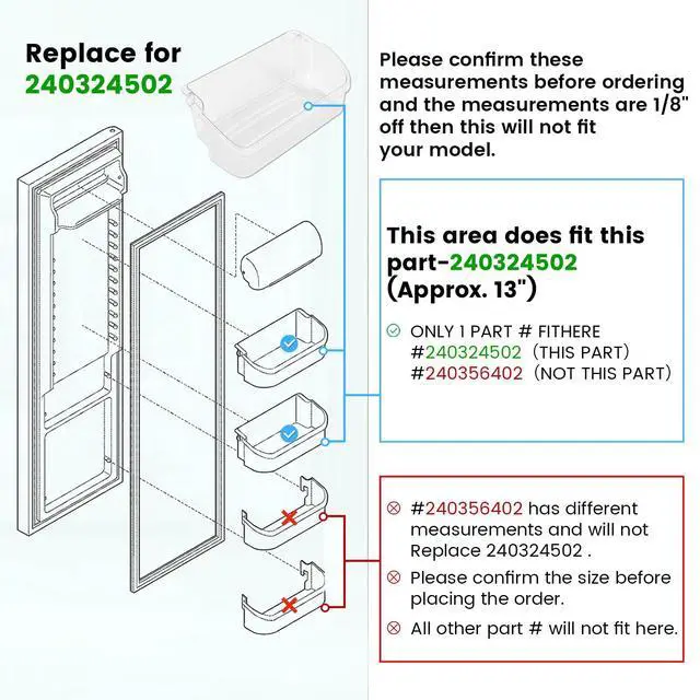 Alt view image 2 of 7 - 240324502 AP2549806 PS429767 Replacement Refrigerator Door Bin Shelf Compatible with Frigidaire Kenmore Electrolux Refrigerator Replacement for 844402 AP429767-1 PC Clear