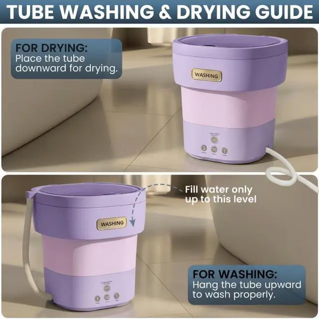 Alt view image 3 of 6 - Portable Foldable Washer,Mini Washing Machine with Deep Cleaning Power-Ultra-Compact & Lightweight,Folds Flat for Easy Storage (Great for Camping,Apartments,and Gifts)