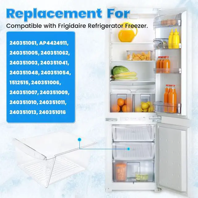Alt view image 3 of 7 - 240351061 Crisper Pan Drawer Compatible with Frigidaire Refrigerator Freezer AP4424911 240351005 240351062 Plastic (PC) Replacement Only Clear